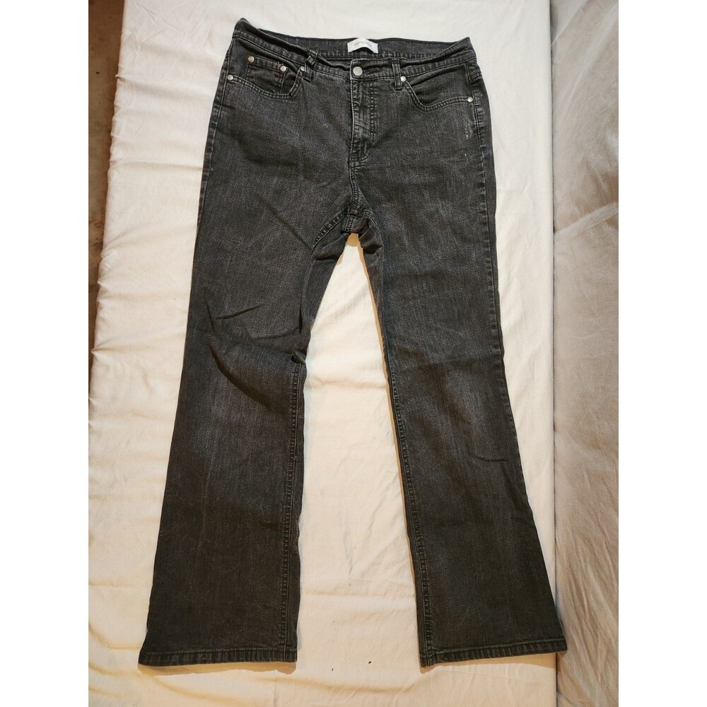 Jaclyn Smith womens bootcut jeans size 12 stretch high rise solid black